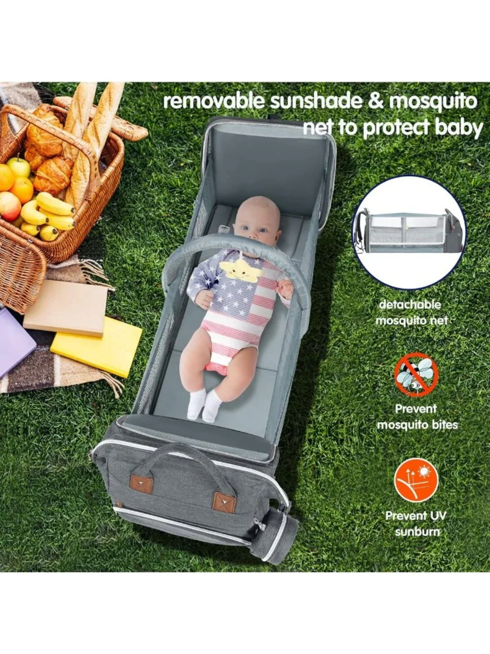 Large Capacity Waterproof Diaper Bag Backpack with Changing Pad & USB Port